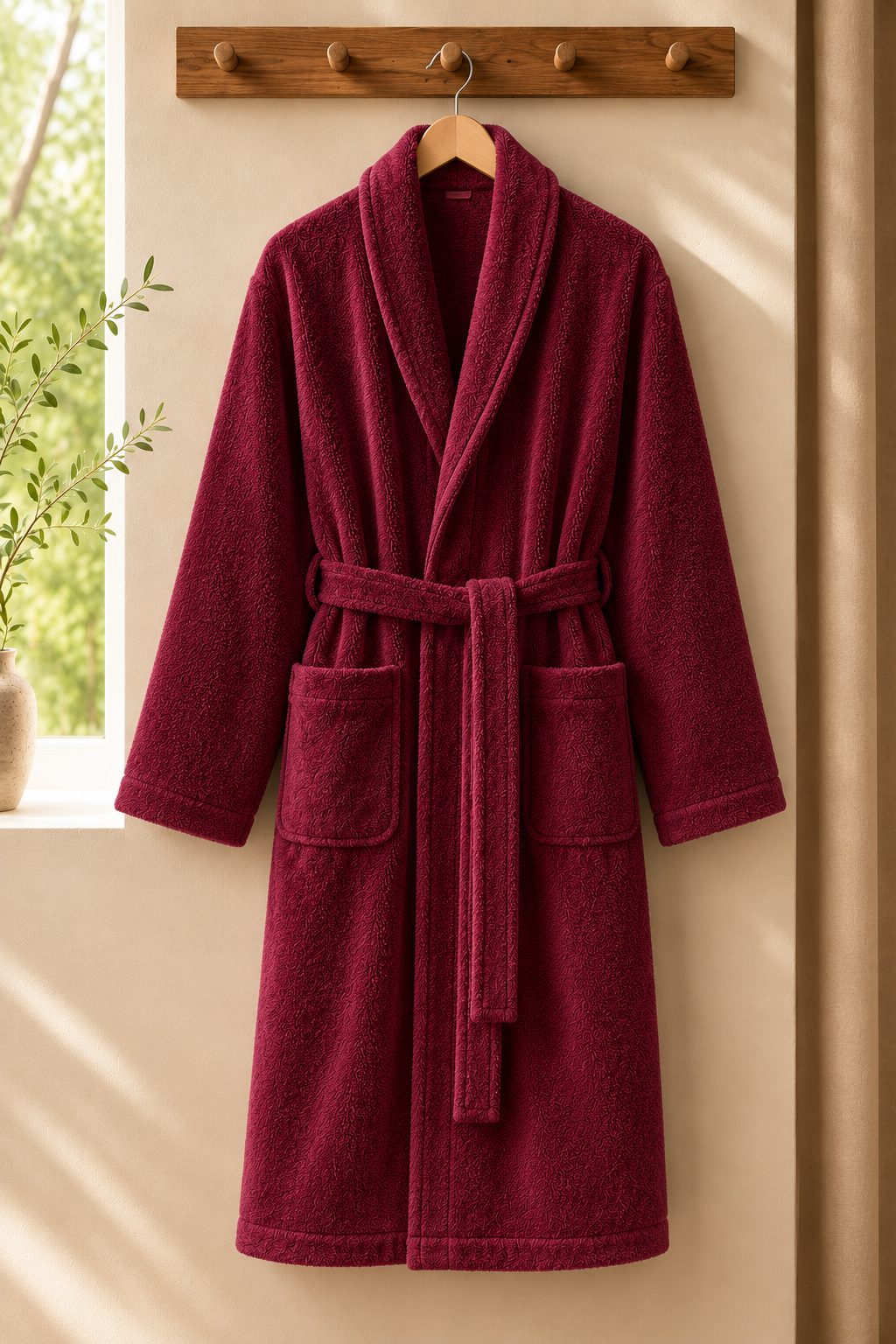 Close-up view of Everyday Cotton Terry Bathrobe
