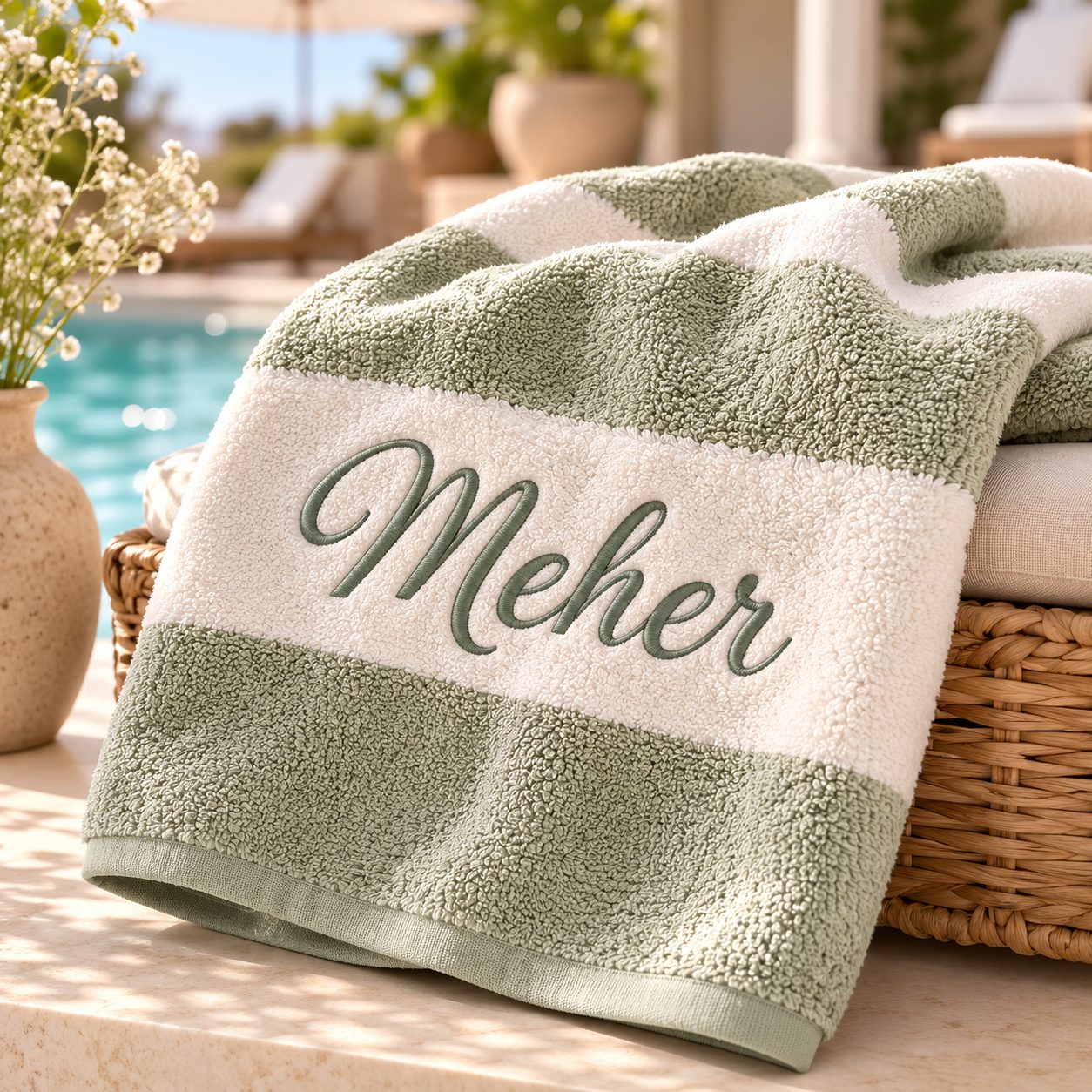 Close-up view of Seaside Stripe Beach Towel