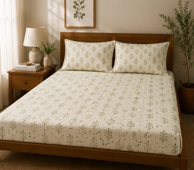 Sage Leaf Bedsheet Set – King