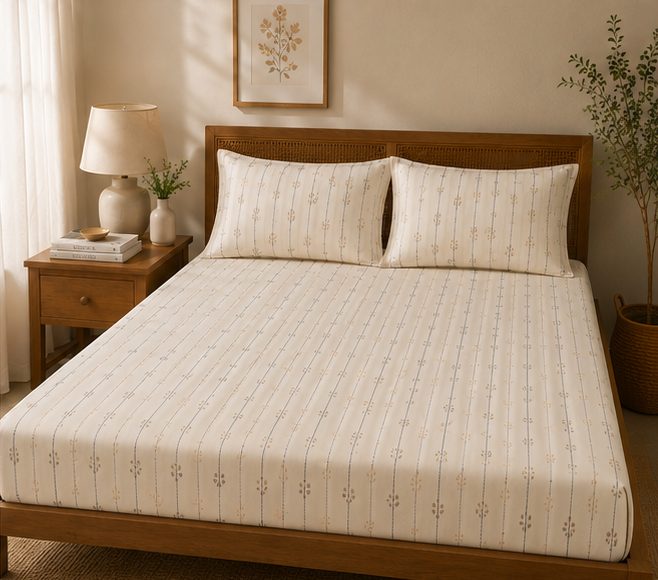 Linear Bloom Bedsheet Set – King