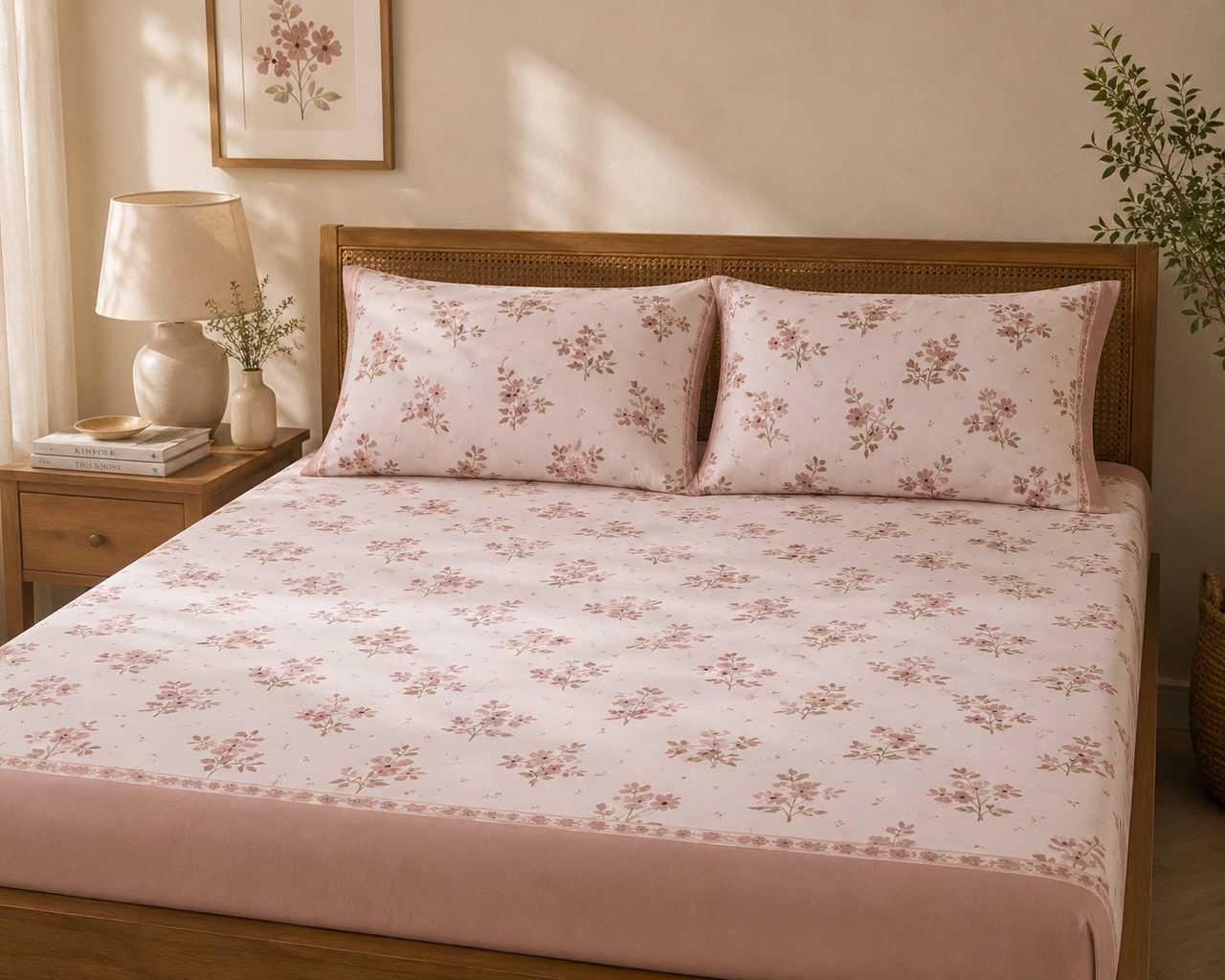 Earth Bloom Floral Bedsheet Set – King