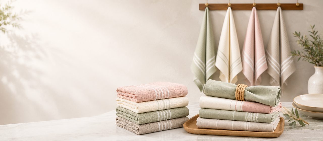 Terry and waffle kitchen towels