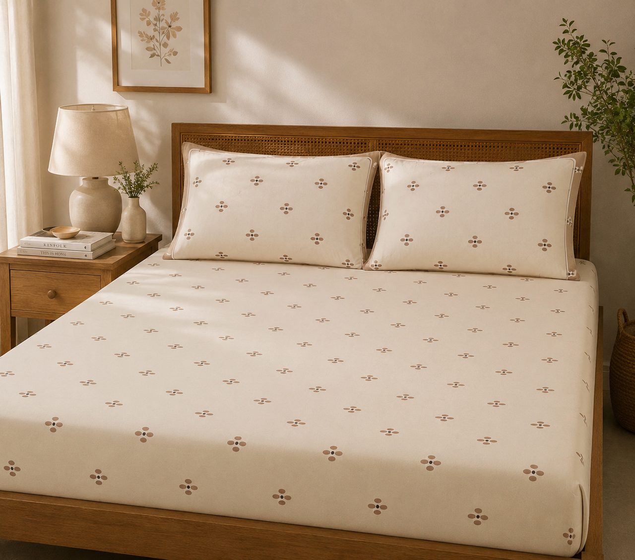 Close-up view of Blue Spring Bedsheet Set – King