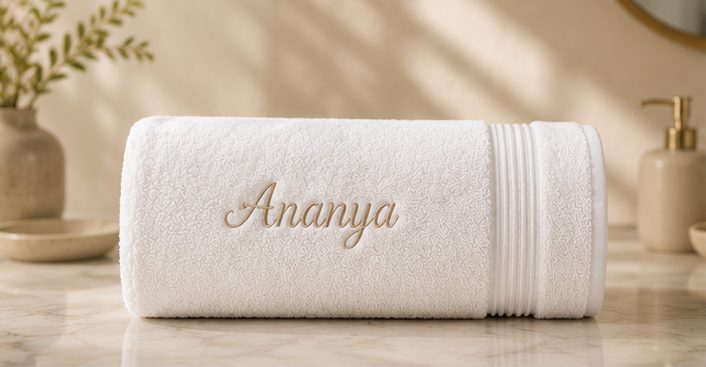 Close-up view of Personalised Name Bath Towel